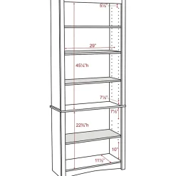 Prepac Bookcases<™ 6 Shelf Bookcase, Oak