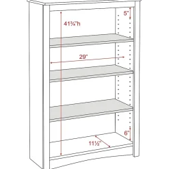 Prepac Bookcases<™ 4 Shelf Bookcase, Oak