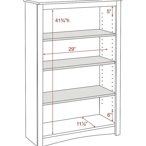 Prepac Bookcases<™ 4 Shelf Bookcase, Oak