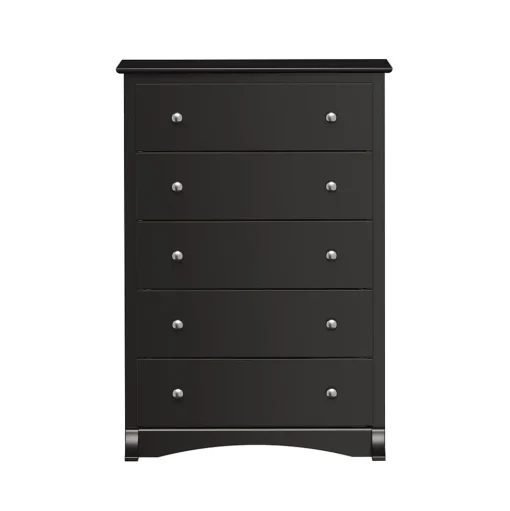 Prepac Storage Cabinets<44.75" Sonoma 5 Drawer Chest, Black (BDC-3345-K)