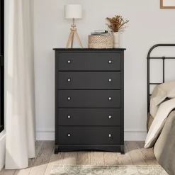 Prepac Storage Cabinets<44.75" Sonoma 5 Drawer Chest, Black (BDC-3345-K)