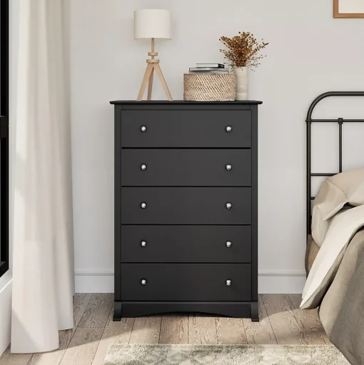 Prepac Storage Cabinets<44.75" Sonoma 5 Drawer Chest, Black (BDC-3345-K)