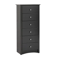 Prepac Storage Cabinets<™ 53.25" Sonoma Tall 6 Drawer Chest, Black