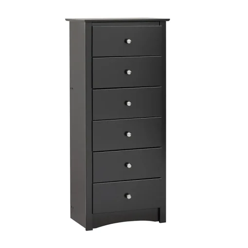 Prepac Storage Cabinets<™ 53.25" Sonoma Tall 6 Drawer Chest, Black