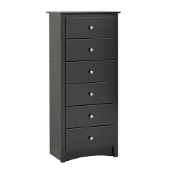 Prepac Storage Cabinets<™ 53.25" Sonoma Tall 6 Drawer Chest, Black