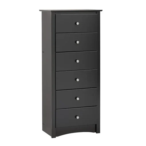 Prepac Storage Cabinets<™ 53.25" Sonoma Tall 6 Drawer Chest, Black