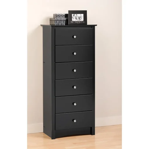 Prepac Storage Cabinets<™ 53.25" Sonoma Tall 6 Drawer Chest, Black