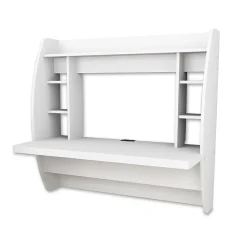 Prepac Computer Desks<42" Wall Mounted Floating Desk with Storage, White (WEHW-0200-1)