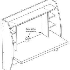 Prepac Computer Desks<42" Wall Mounted Floating Desk with Storage, White (WEHW-0200-1)