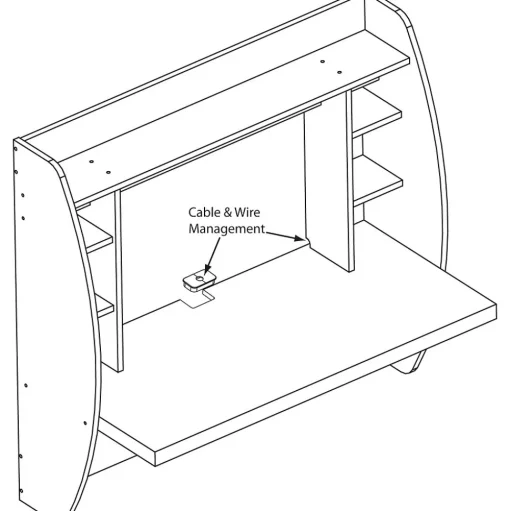 Prepac Computer Desks<42" Wall Mounted Floating Desk with Storage, White (WEHW-0200-1)