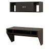 Prepac Computer Desks<Designer Floating Desk & Hutch Set, Washed Black (HRHW-0501-2M)