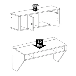 Prepac Computer Desks<Designer Floating Desk & Hutch Set, Washed Black (HRHW-0501-2M)