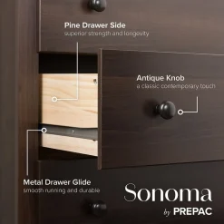 Prepac Storage Cabinets<Fremont 44.75" 5-Drawer Chest, Espresso (EDC-3345-K)