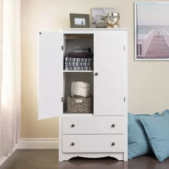 Prepac Storage Cabinets<™ Monterey Composite Wood 2 Door 2 Drawer Armoire, White