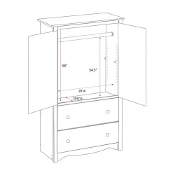 Prepac Storage Cabinets<™ Monterey Composite Wood 2 Door 2 Drawer Armoire, White