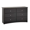 Prepac Storage Cabinets<™ Sonoma Composite Wood Children's 6 Drawer Dresser, Black