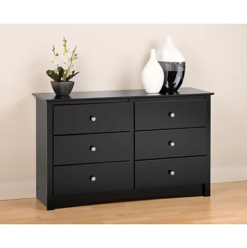 Prepac Storage Cabinets<™ Sonoma Composite Wood Children's 6 Drawer Dresser, Black