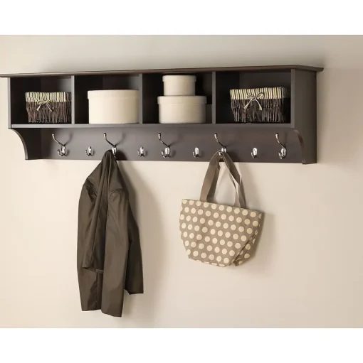 Prepac Shelving<™ Wide Hanging Entryway Shelf, 60" x 11.5", Espresso