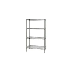 Staples Shelving<Quantum Shelving Starter Kit 4-Shelf Wire Unit, 48"W, Chrome (WR74-2448C)