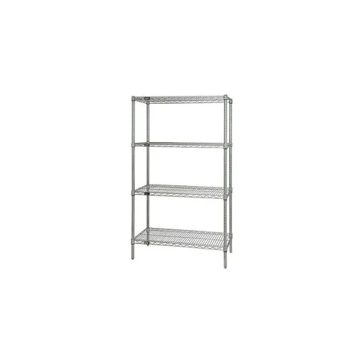 Staples Shelving<Quantum Shelving Starter Kit 4-Shelf Wire Unit, 48"W, Chrome (WR74-2448C)