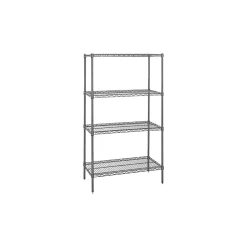 Staples Shelving<Quantum Storage Systems Wire Starter Kit 4-Shelf Metal Unit, 36"W, Chrome (WR74-2436C)