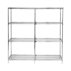 Staples Shelving<Quantum Storage Systems Wire Add-on Kit 4-Shelf Metal Unit, 72"W, Chrome (AD74-2472C)
