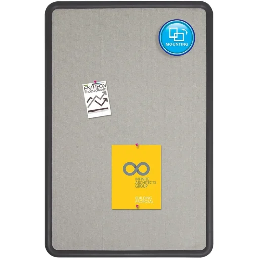 Quartet Bulletin<Contour Fabric Bulletin Board, Black Frame, 2'H x 3'W (7693G)