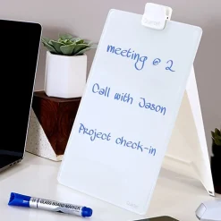 Quartet Dry Erase<Glass Dry-Erase Desktop Easel, White Surface, Frameless, 9"W x 11"H (GDE119)