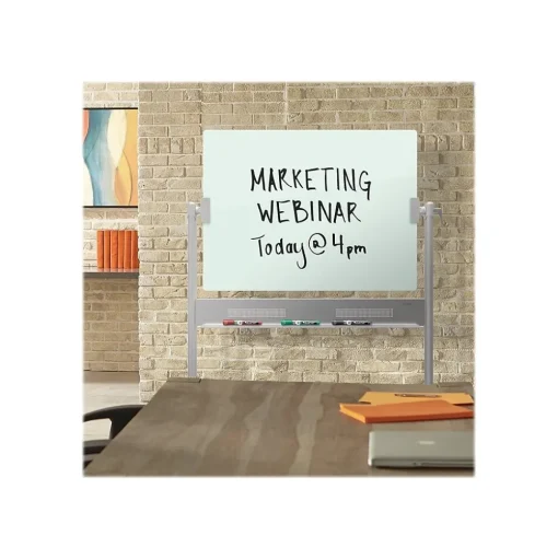Quartet Dry Erase<Infinity Magnetic Glass Dry-Erase Mobile Presentation Whiteboard Easel, Silver Base, 3' x 4' (ECM43G)