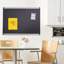 Quartet Bulletin<Prestige Plus Magnetic Fabric Bulletin Board, Aluminum Frame, 4'H x 6'W (MB547A)