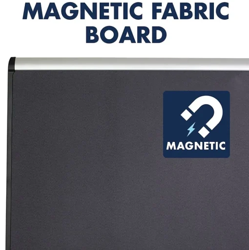 Quartet Bulletin<Prestige Plus Magnetic Fabric Bulletin Board, Aluminum Frame, 4'H x 6'W (MB547A)