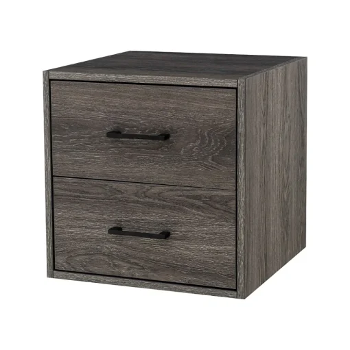 QUUBs Storage Cabinets<15.75" Drawer Cabinet with 2 Drawers, Weathered Gray (G115002500)