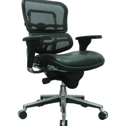 Eurotech Office Chairs<Raynor Mesh/Leather Mid Back Ergo human Chair, Black