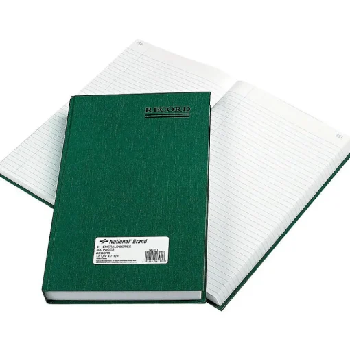 National Brand Accounting & Record Journals<Rediform Emerald Series Record Book, 7.31"W x 11.88"H, Green, 250 Sheets/Book (56151)