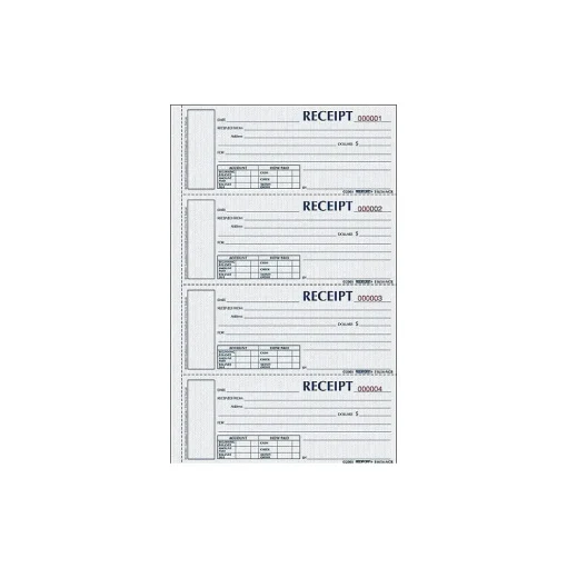 Rediform Accounting & Record Journals<Money 3-Part Carbonless Receipt Book, 2.75" x 6.88", 200/Pack (S1657NCL)