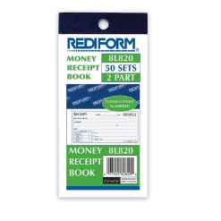 Rediform Accounting & Record Journals<Money Receipt Book, 2 3/4" x 5", 50 Sheets/Book (RED8L820)
