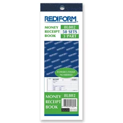 Rediform Accounting & Record Journals<Money Receipts Collection Forms, Carbonless, 3 Parts, 2 3/4" x 7" (8L802)