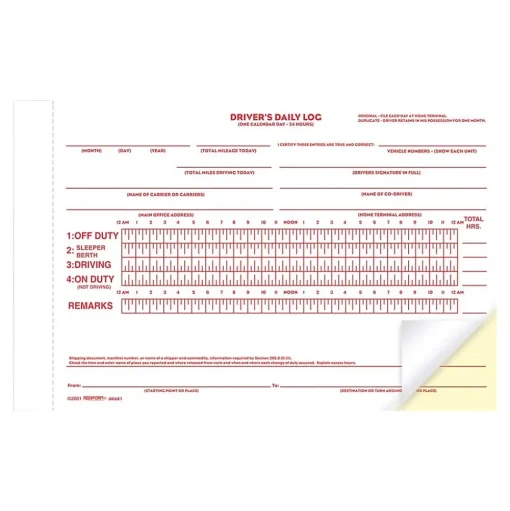 Rediform Business Forms<2-Part Carbon Driver's Daily Logs, 5.5"L x 7.88"W, 31 Sets/Book (6K681)