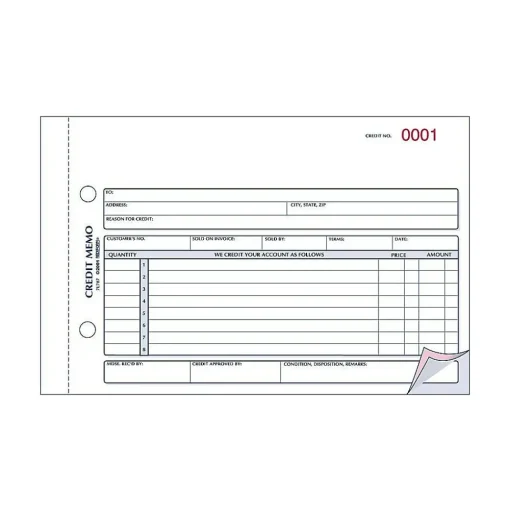 Rediform Business Forms<3-Part Carbonless Credit Memos, 5.5"L x 7.88"W, 50 Sets/Book (RED7L787)