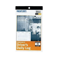 Rediform Business Forms<2-Part Carbonless Driver's Daily Logs, 9.13"L x 5.5"W, 31 Sets/Book (REDS5031NCL)