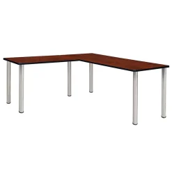 Regency L-Desks<Kee 66" L-Desk with 42" Return, Cherry/Chrome (ML662442CHBPCM)