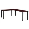 Regency L-Desks<Kee 72" L-Desk with 42" Return, Mahogany/Black (ML722442MHBPBK)
