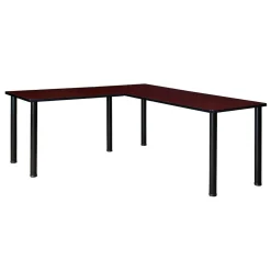 Regency L-Desks<Kee 72" L-Desk with 42" Return, Mahogany/Black (ML722442MHBPBK)