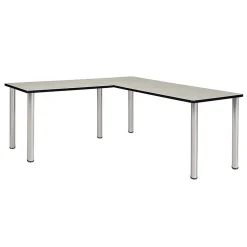 Regency L-Desks<Kee 60" L-Desk with 42" Return, Maple/Chrome (ML602442PLBPCM)