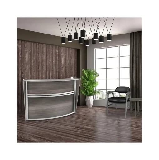 Regency Office Desks<Marque 72"W Curved Reception Desk Workstation, (77290GY)
