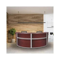 Regency Office Desks<Marque 124.5"W Curved Reception Desk Workstation, (77292MH)