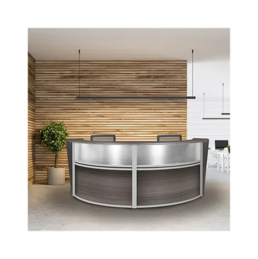 Regency Office Desks<Marque 124.5"W Curved Reception Desk Workstation, (77312GY)