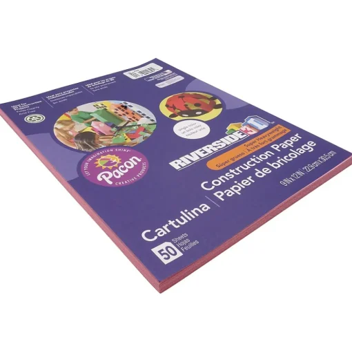 Riverside Construction Paper<3D 9" x 12" Construction Paper, Pink, 50 Sheets (P103591)