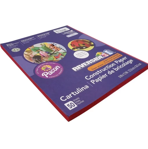 Riverside Construction Paper<3D 9" x 12" Construction Paper, Red, 50 Sheets (P103590)
