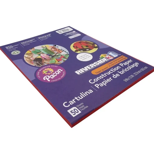 Riverside Construction Paper<3D 9" x 12" Construction Paper, Holiday Red, 50 Sheets (P103442)